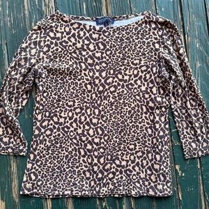 Jones New York leopard print long sleeve top Size L